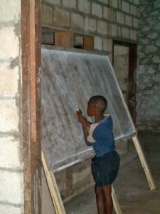 Child eager to learn--interior of proposed library