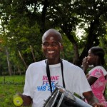 Musician with bass drum