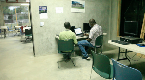 Community members researching